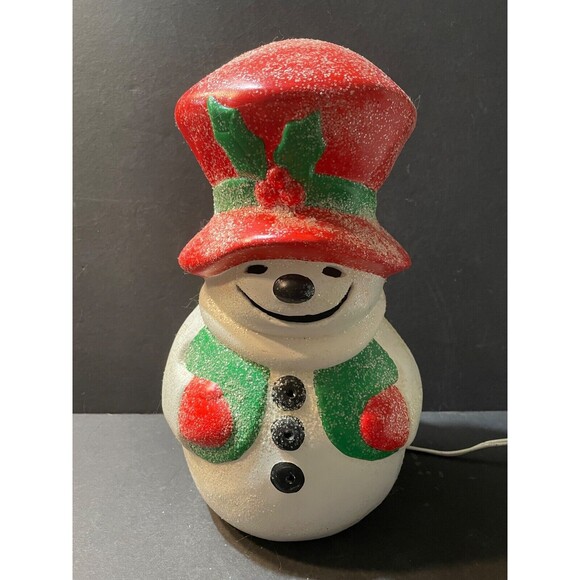 RARE Vintage Light Up Ceramic Snowman 13” Christmas Holiday Decor MINT - Picture 10 of 10